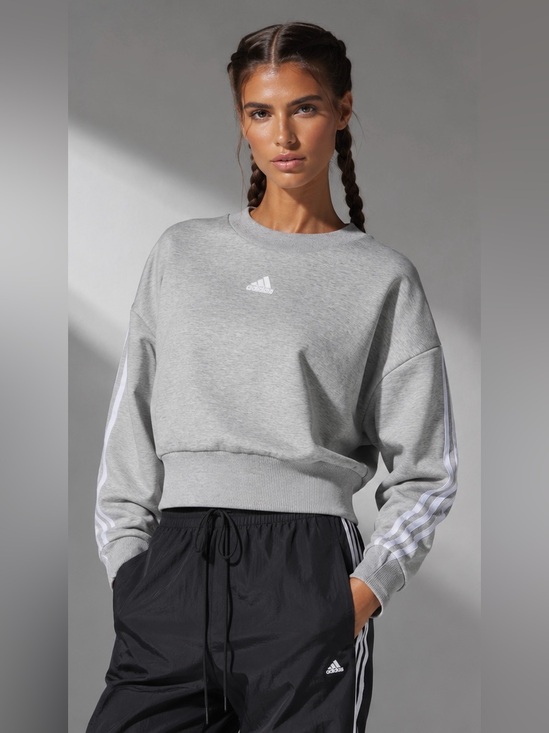 adidas Tops - Adidas Future Icons 3-Stripes Cropped Sweatshirt Gray White Logo  L